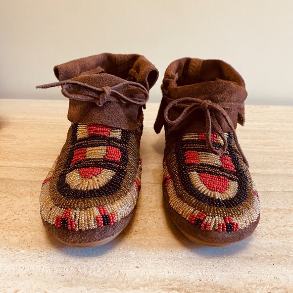 Vintage- House of Harlow 1960 Suede & Beaded ankle boots - Picture 14 of 16